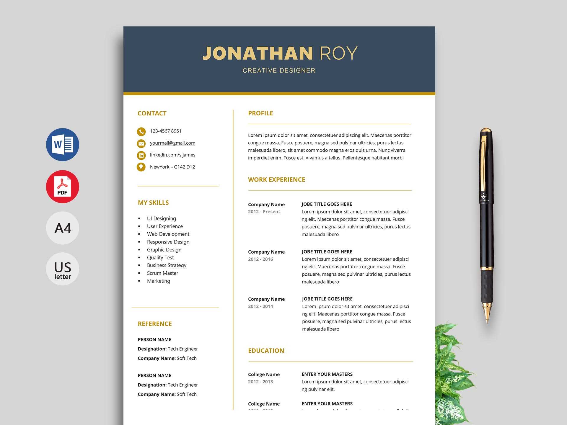 Gain Professional Resume Template – Resumekraft For How To Get A Resume Template On Word