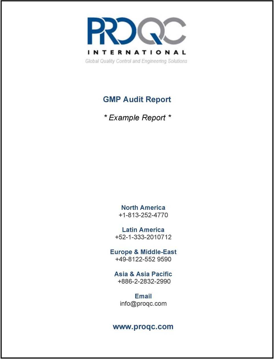 Gmp Audit Report. * Example Report * – Pdf Free Download Pertaining To Gmp Audit Report Template