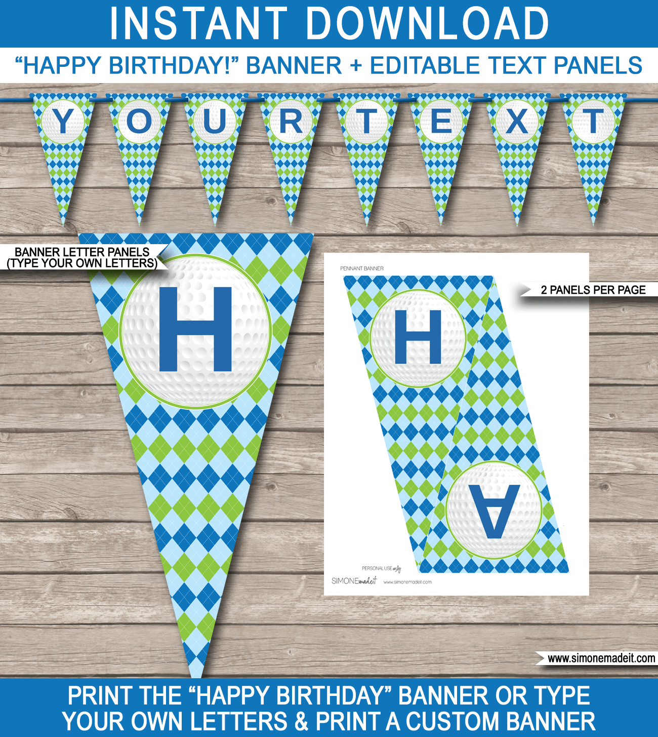 Golf Party Banner Template – Blue & Green For Free Printable Party Banner Templates