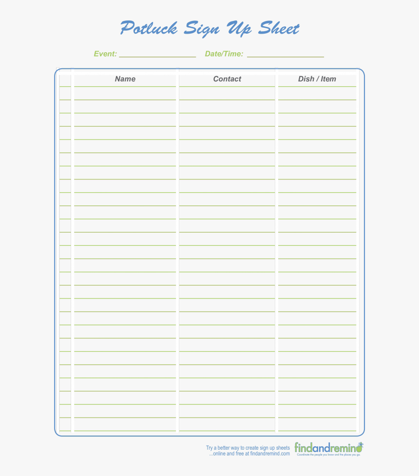 Goodbye Potluck Signup Sheet, Hd Png Download – Kindpng Pertaining To Potluck Signup Sheet Template Word