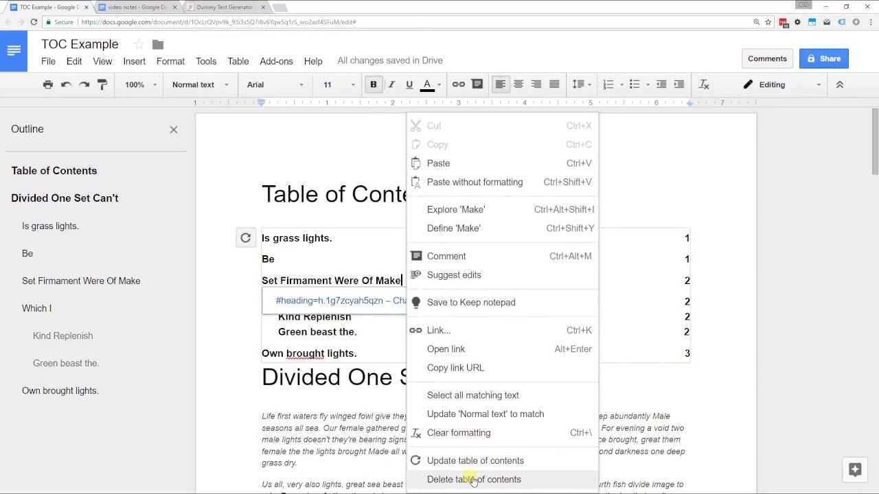 Google Docs – Create A Table Of Contents With Page Numbers Or Links With Microsoft Word Table Of Contents Template