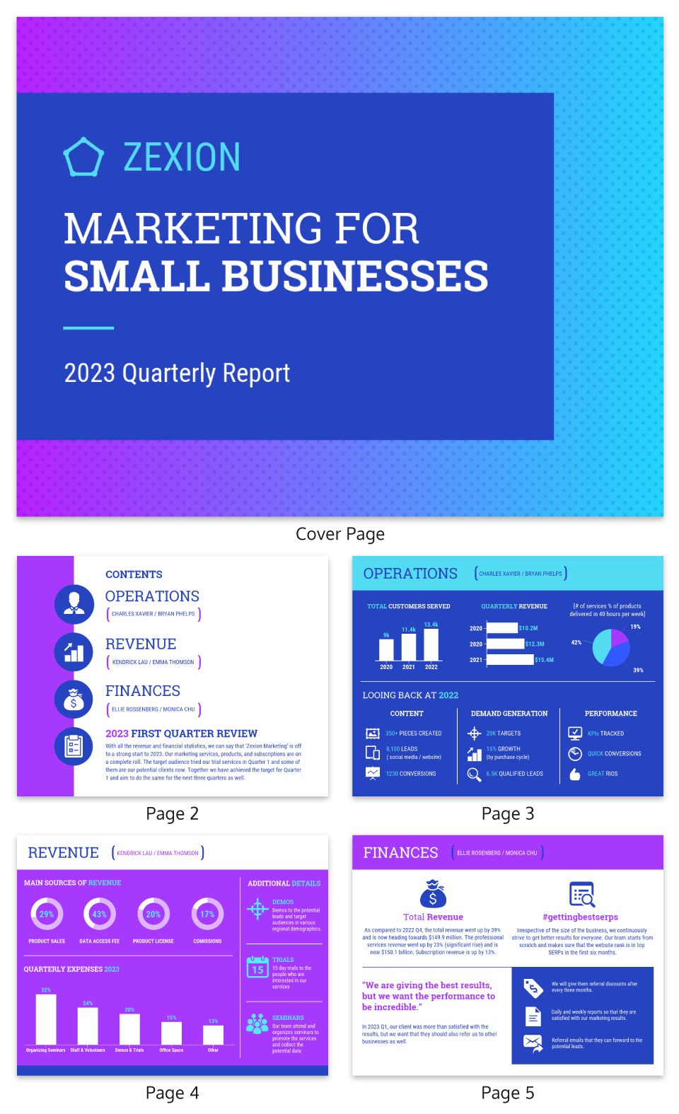Gradient Business Marketing Quarterly Report Template In Business Quarterly Report Template