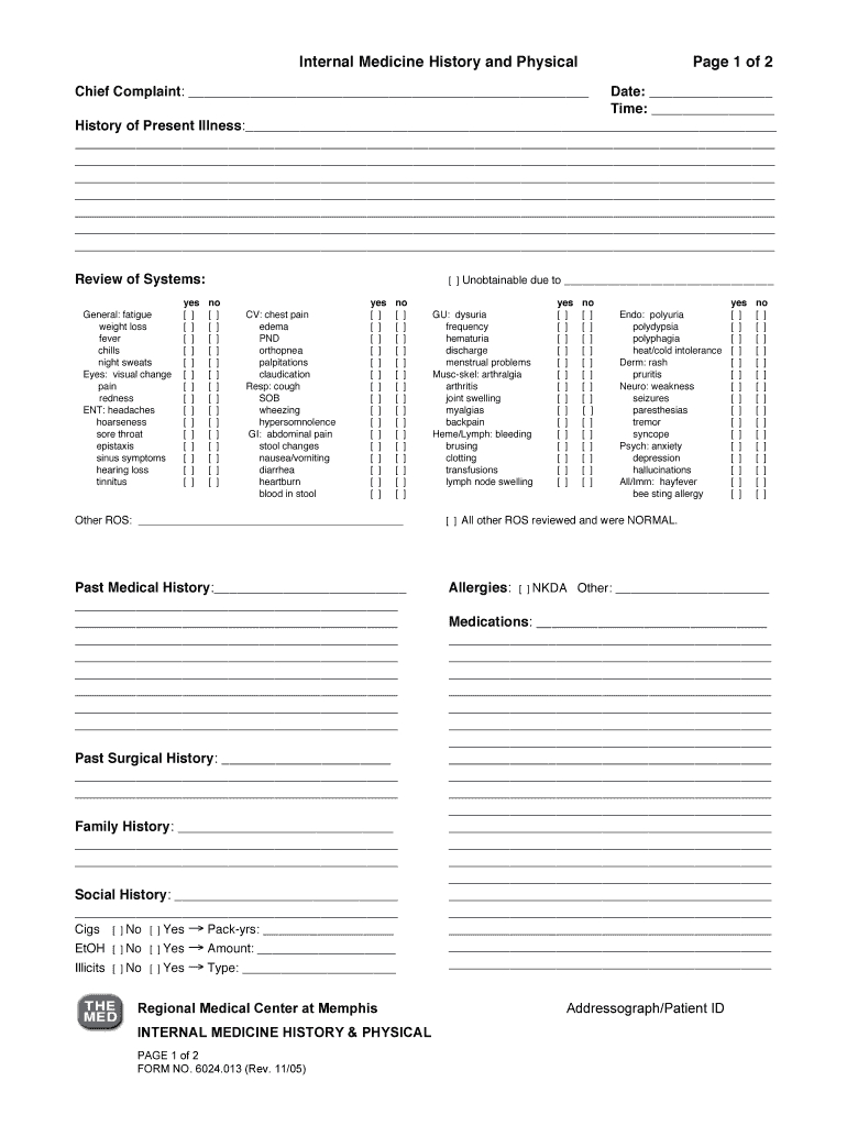 H P Template – Fill Out And Sign Printable Pdf Template | Signnow Intended For History And Physical Template Word