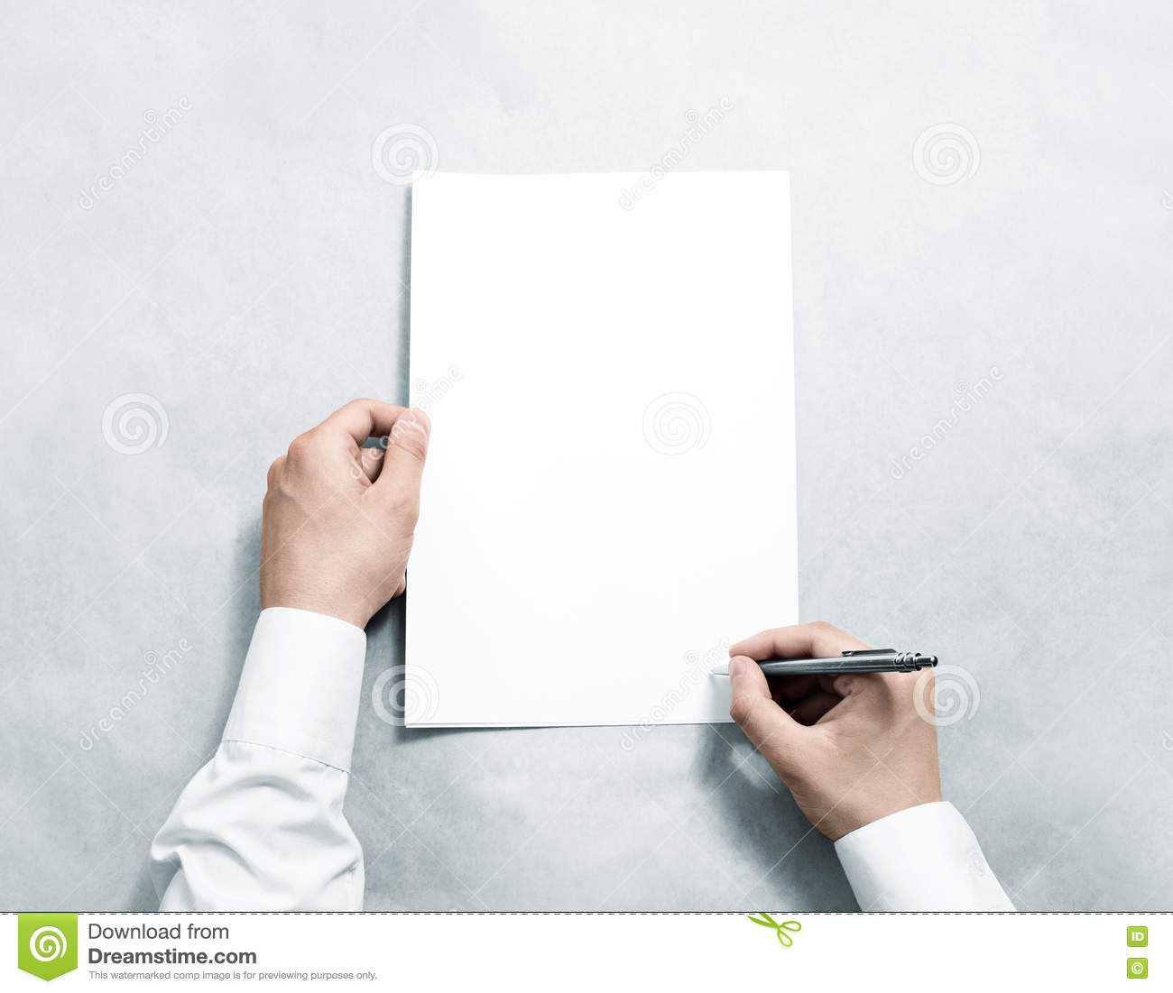 Hand Holding Blank Agreement Mockup And Signing It. Stock Within Blank Legal Document Template