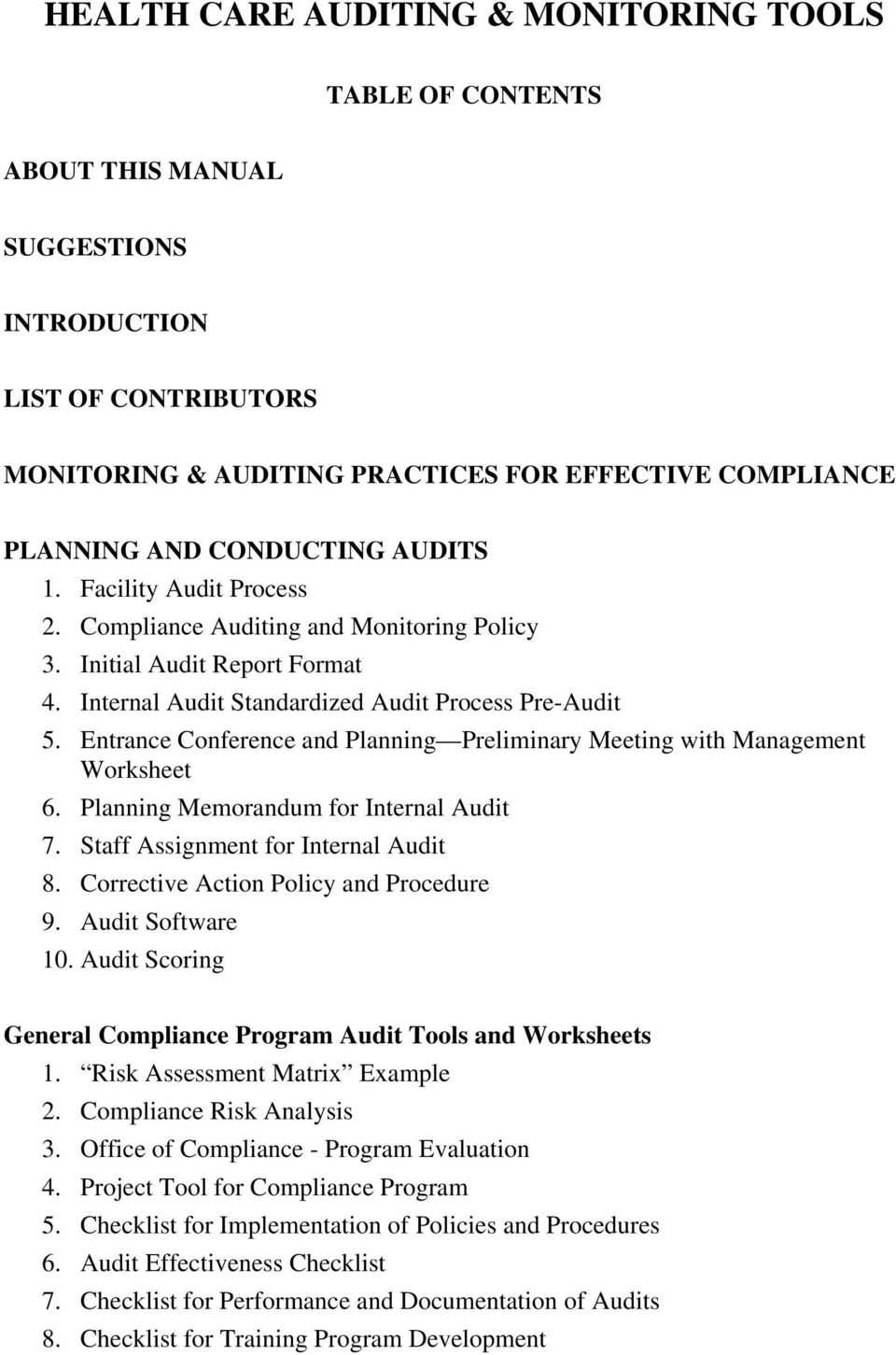 Health Care Auditing & Monitoring Tools – Pdf Free Download Regarding Compliance Monitoring Report Template
