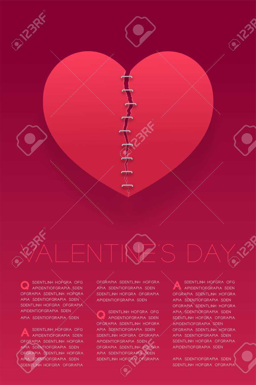 Heart Paper Tear Repairstaples, Valentine's Day Concept Layout.. In Staples Banner Template