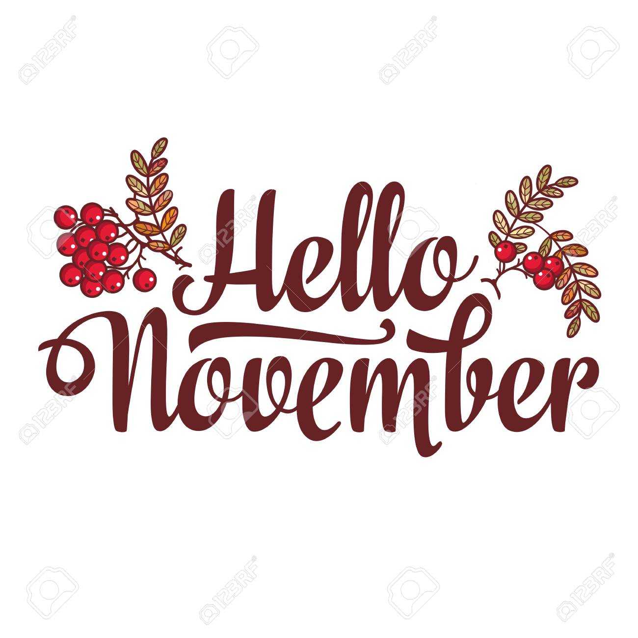 Hello November. Lettering Composition Flyer Or Banner Template Within Welcome Banner Template