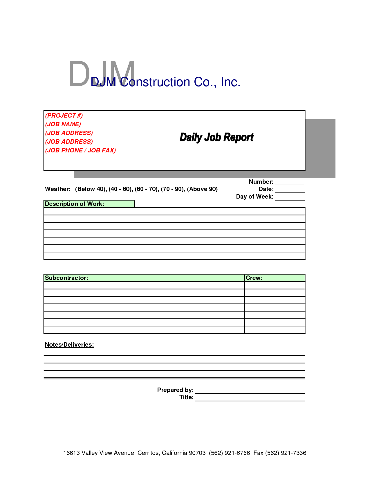 High Quality Construction Daily Report Template Sample Inside Daily Reports Construction Templates