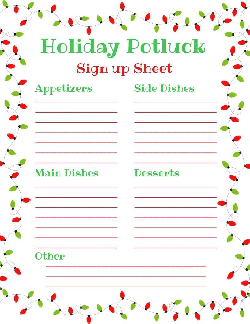 Holiday Party Sign Up Sheet – Dalep.midnightpig.co Throughout Potluck Signup Sheet Template Word