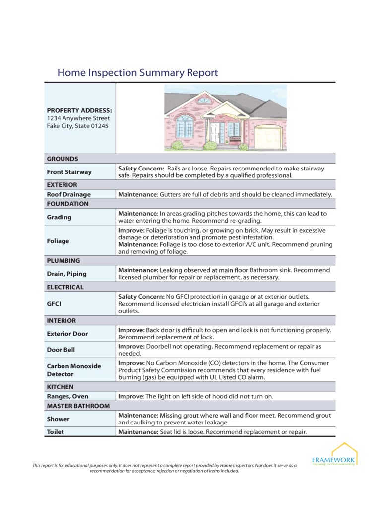 Home Inspection Report – 3 Free Templates In Pdf, Word With Drainage Report Template