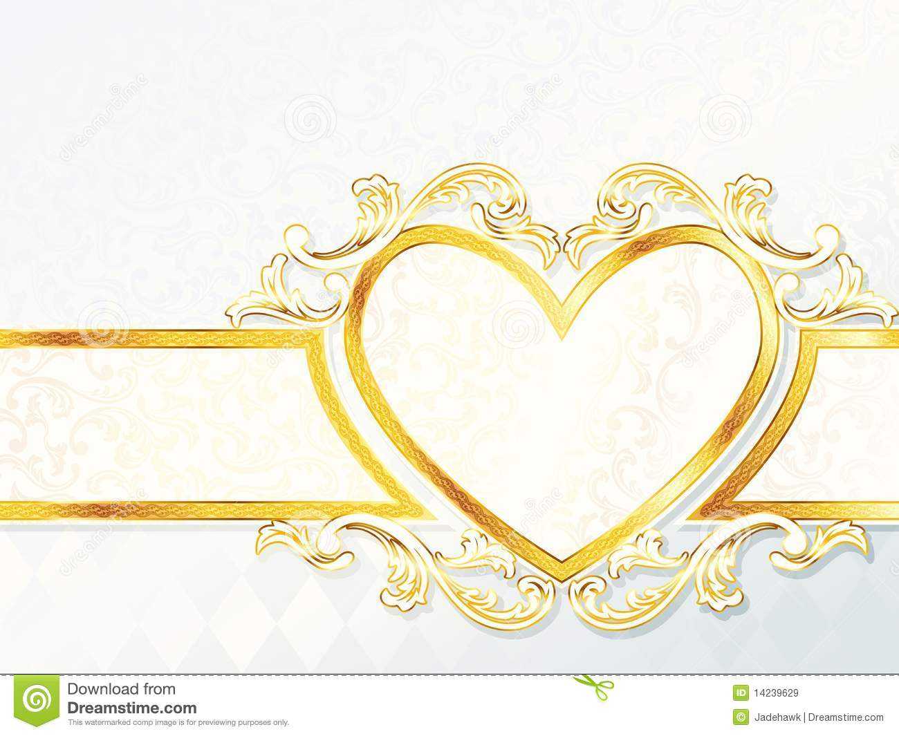 Horizontal Rococo Wedding Banner With Heart Emblem Stock For Wedding Banner Design Templates