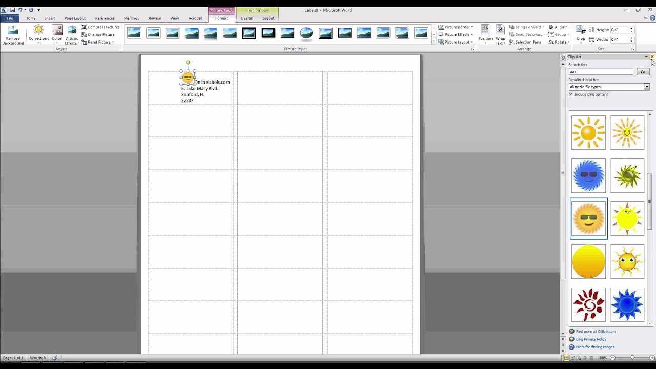 How To Add Images And Text To Label Templates In Microsoft Word Throughout Free Label Templates For Word