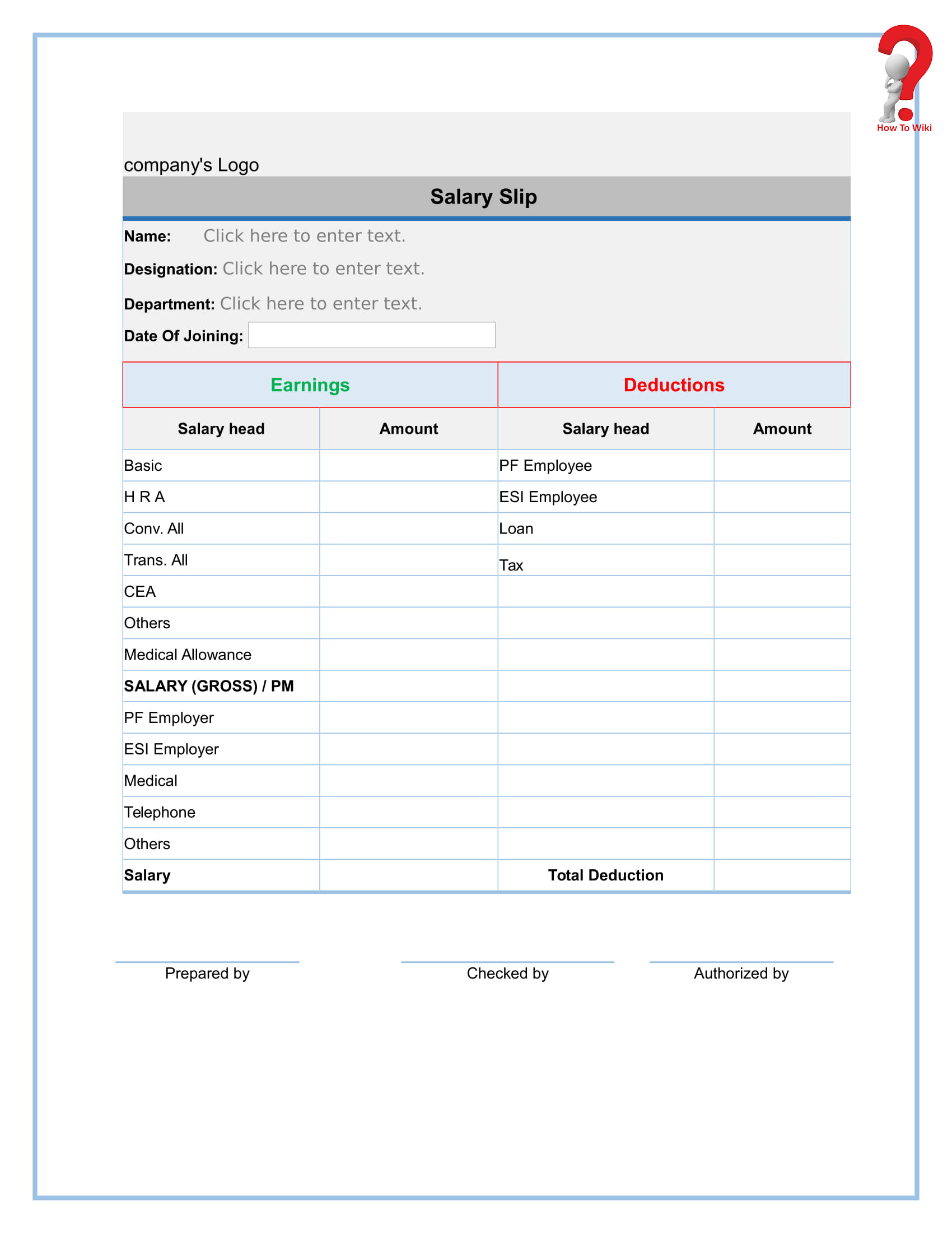 How To Create A Free Payslip Template In Excel, Pdf, Word With Blank Payslip Template
