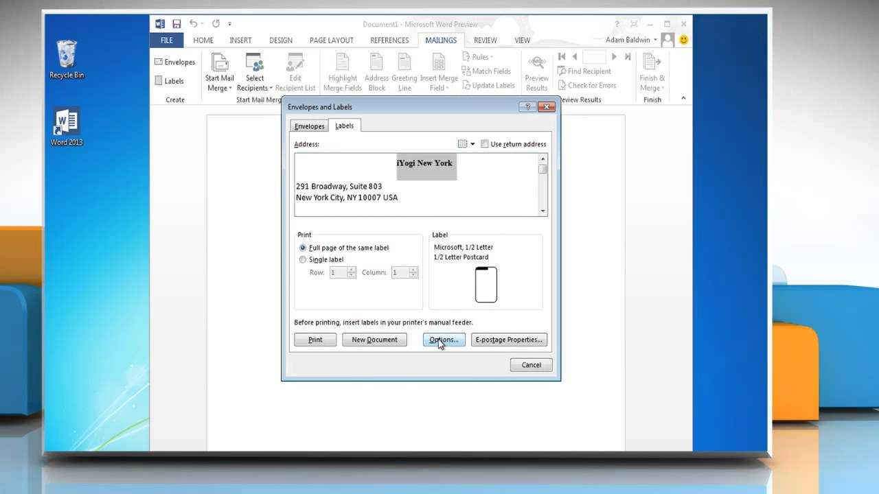 How To Create And Print Mailing Labels On Microsoft® Word 2013 Intended For Word 2013 Envelope Template