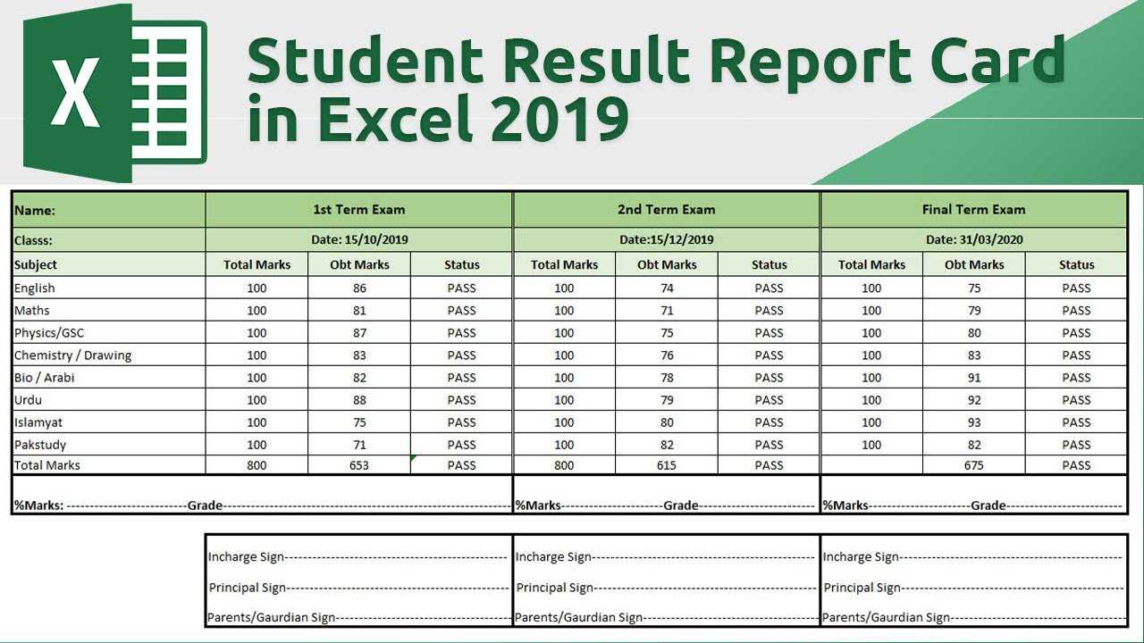 How To Create Student Result Report Card In Excel 2019 Regarding High School Student Report Card Template