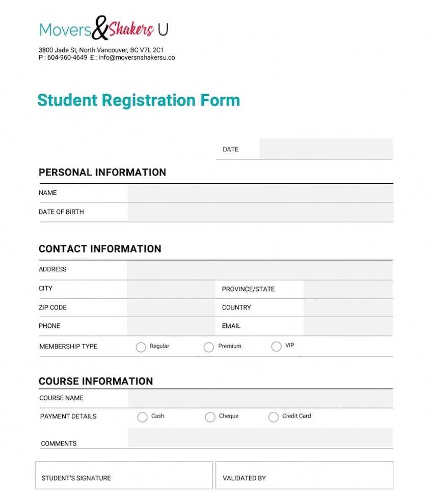 How To Customize A Registration Form Template Using Inside School Registration Form Template Word