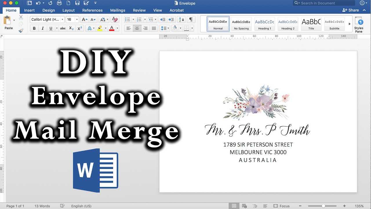 How To: Easy Envelope Mail Merge In Ms Word | Diy Invitations In Word 2013 Envelope Template