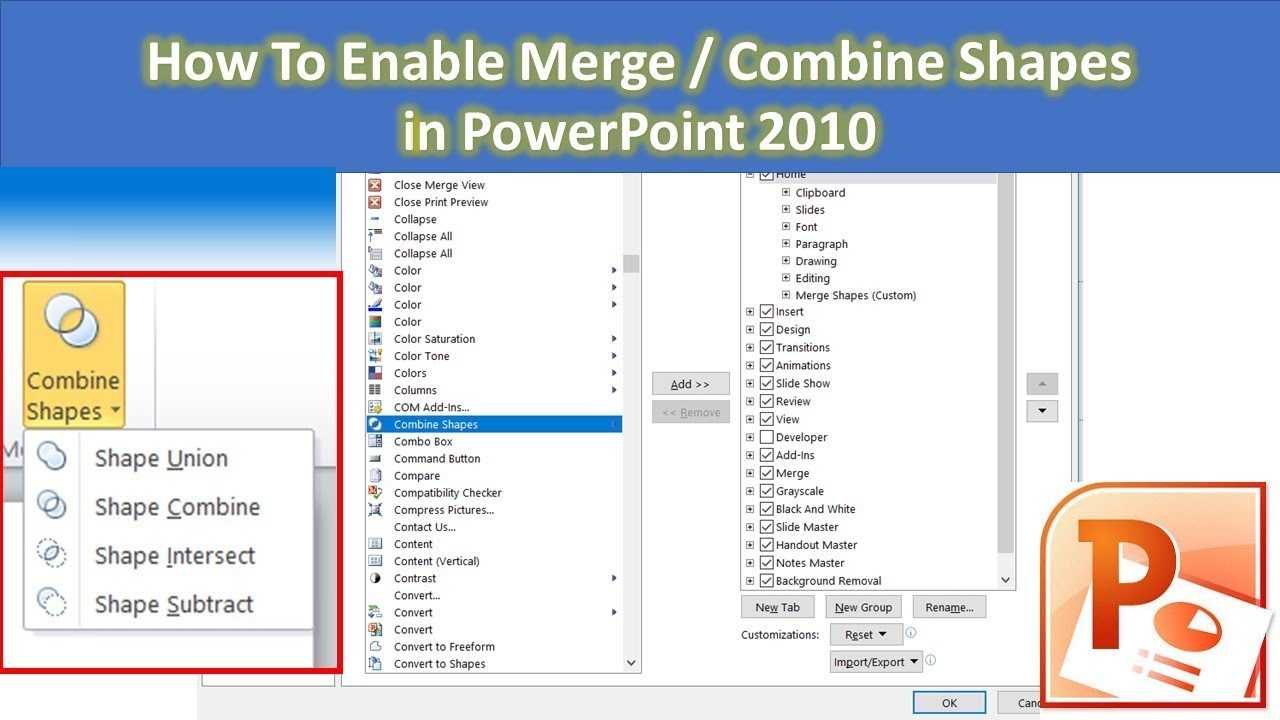 How To Enable Merge / Combine Shapes In Powerpoint 2010 Tutorial Throughout Word 2010 Templates And Add Ins