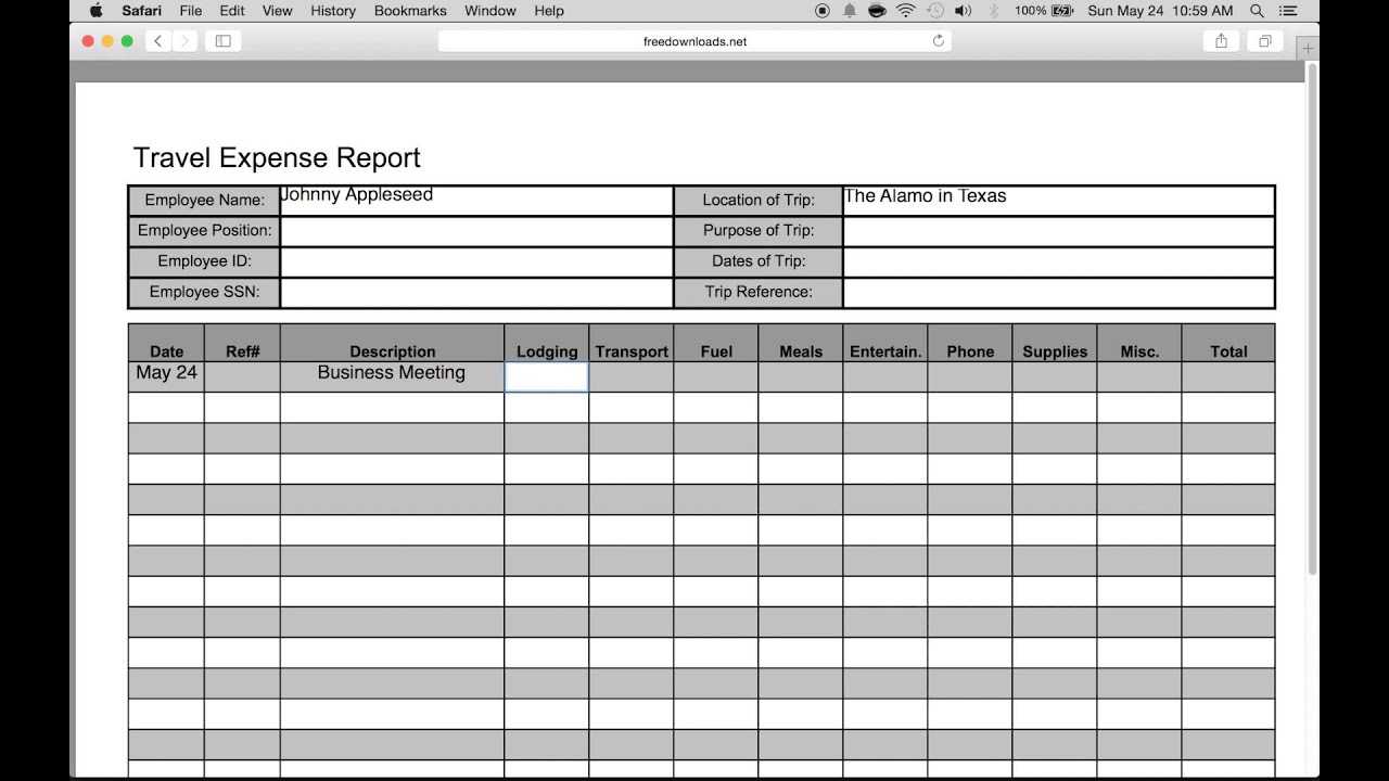 How To Fill In A Free Travel Expense Report | Pdf | Excel In Microsoft Word Expense Report Template