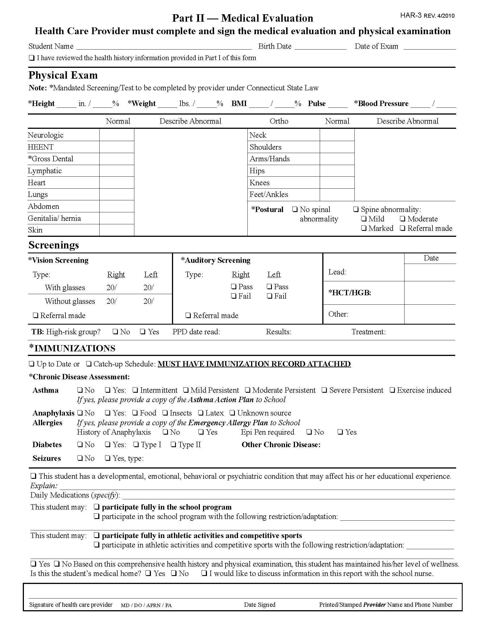 How To Fill Out A Physical Examination Form – Calep Pertaining To History And Physical Template Word