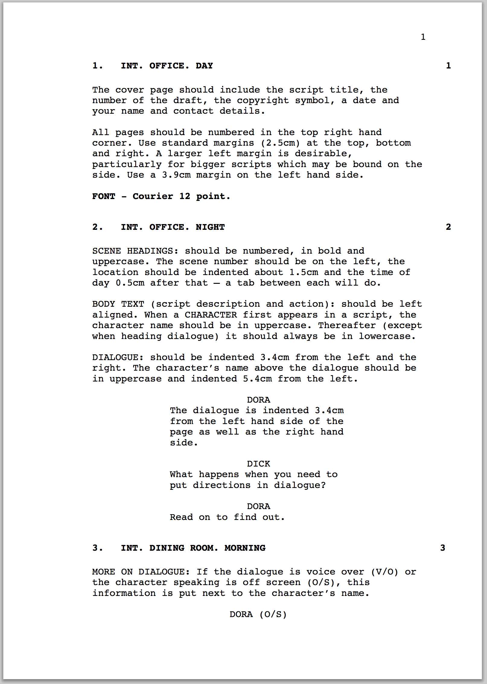 How To Format A Screenplay | Australian Writers' Centre Blog Within Shooting Script Template Word