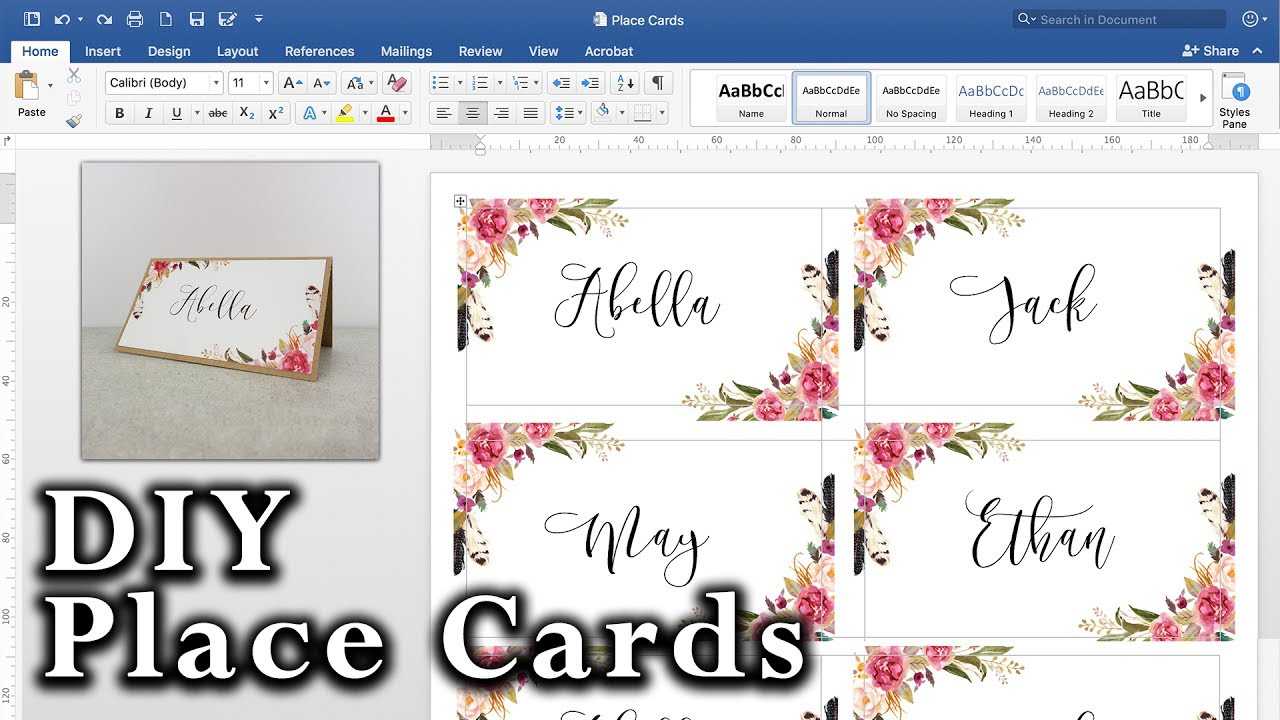 How To Make Diy Place Cards With Mail Merge In Ms Word And Adobe Illustrator For Tent Name Card Template Word