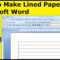 How To Make Lined Paper With Microsoft Word With Notebook Paper Template For Word 2010
