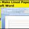 How To Make Lined Paper With Microsoft Word Within College Ruled Lined Paper Template Word 2007