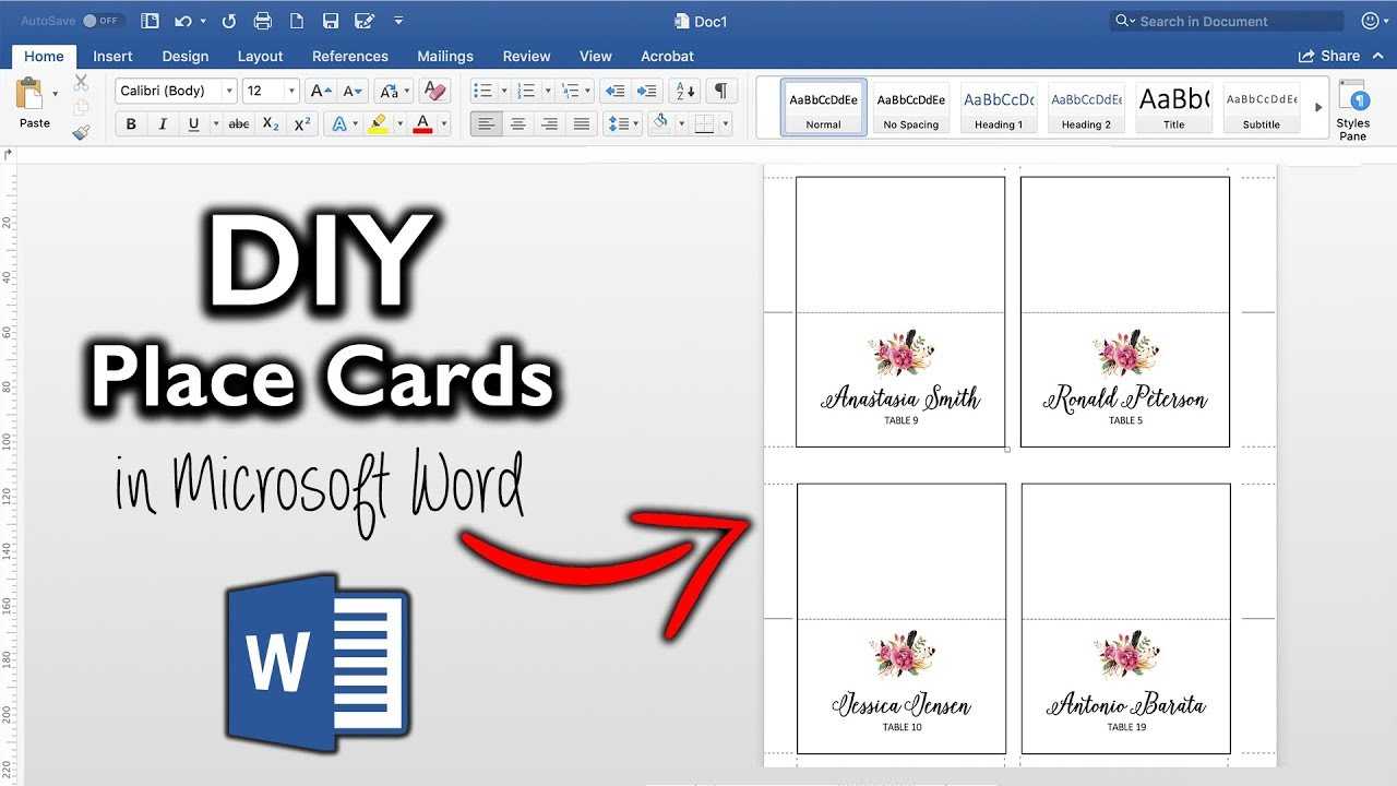 How To Make Place Cards In Microsoft Word | Diy Table Cards With Template Inside Wedding Place Card Template Free Word