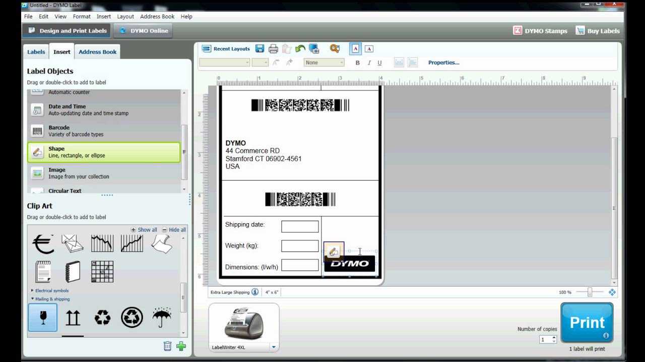 How To Use Print A Large Shipping Label On The Dymo Labelwriter 4Xl? Within Dymo Label Templates For Word