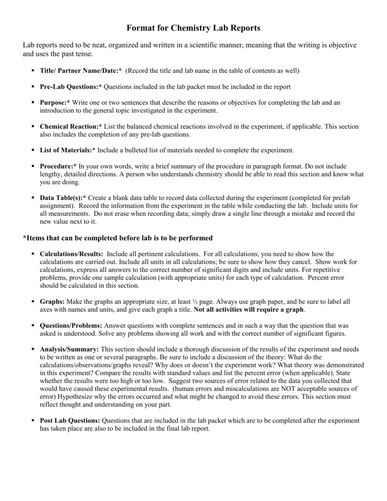 How To Write A Chemistry Lab Report - Dalep.midnightpig.co Inside Chemistry Lab Report Template