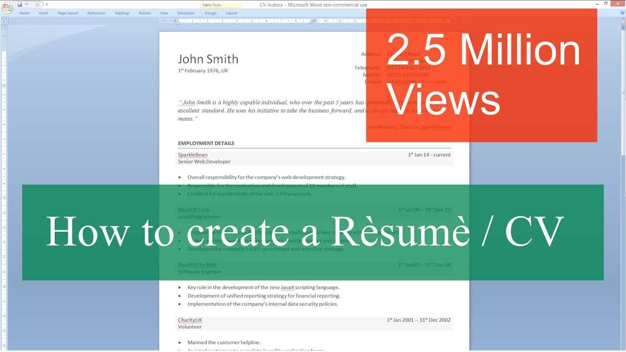 How To Write A Resume / Cv With Microsoft Word In How To Make A Cv Template On Microsoft Word