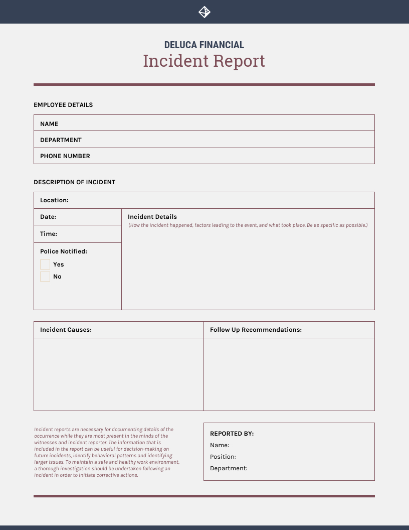 How To Write An Effective Incident Report [Templates] – Venngage Regarding Incident Report Log Template