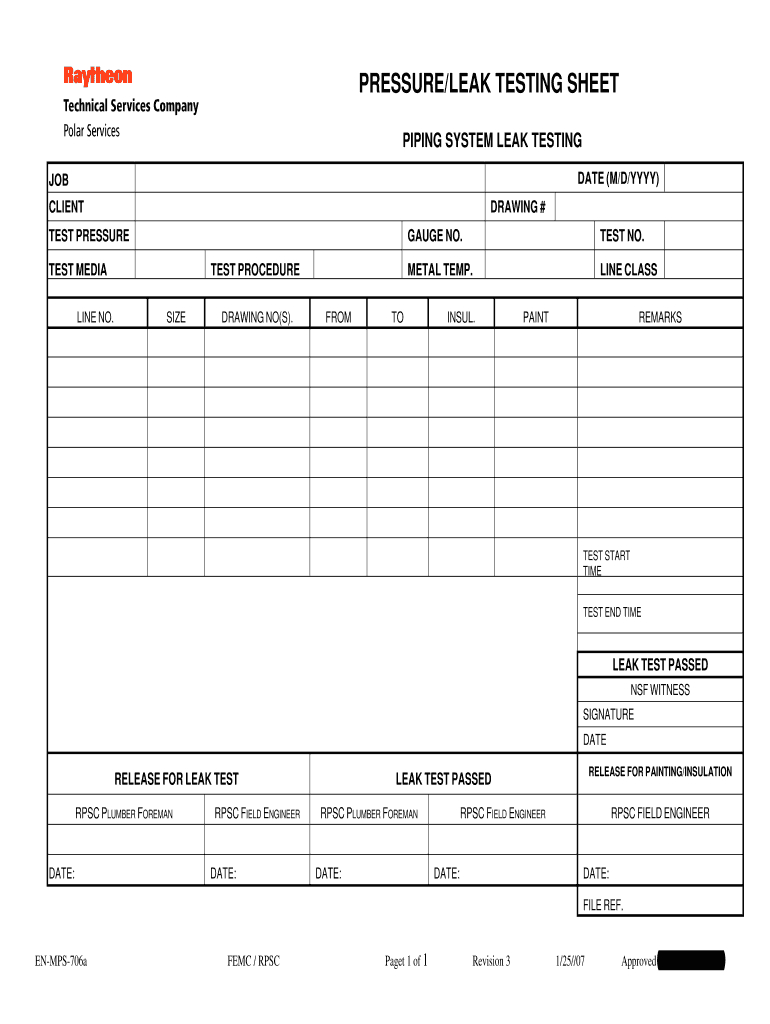 Hydro Test Form – Fill Online, Printable, Fillable, Blank Intended For Hydrostatic Pressure Test Report Template