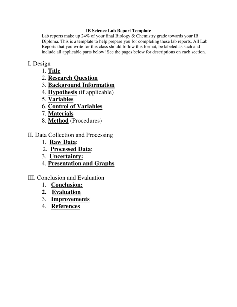 Ib Biology Lab Report Template With Regard To Science Lab Report Template