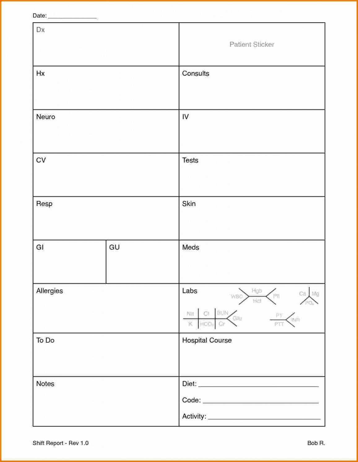 Icu Nursing Report Sheet Template Inside Nurse Report Sheet Templates