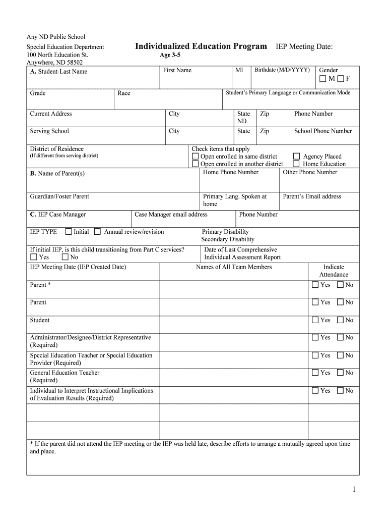 Iep Templates - Fill Online, Printable, Fillable, Blank For Blank Iep Template