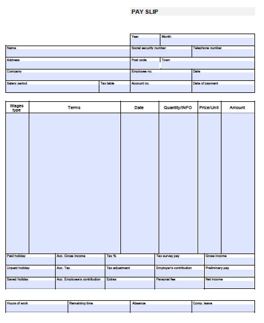 Impressive Blank Payroll Slip And Pay Stub Template With Pertaining To Blank Payslip Template