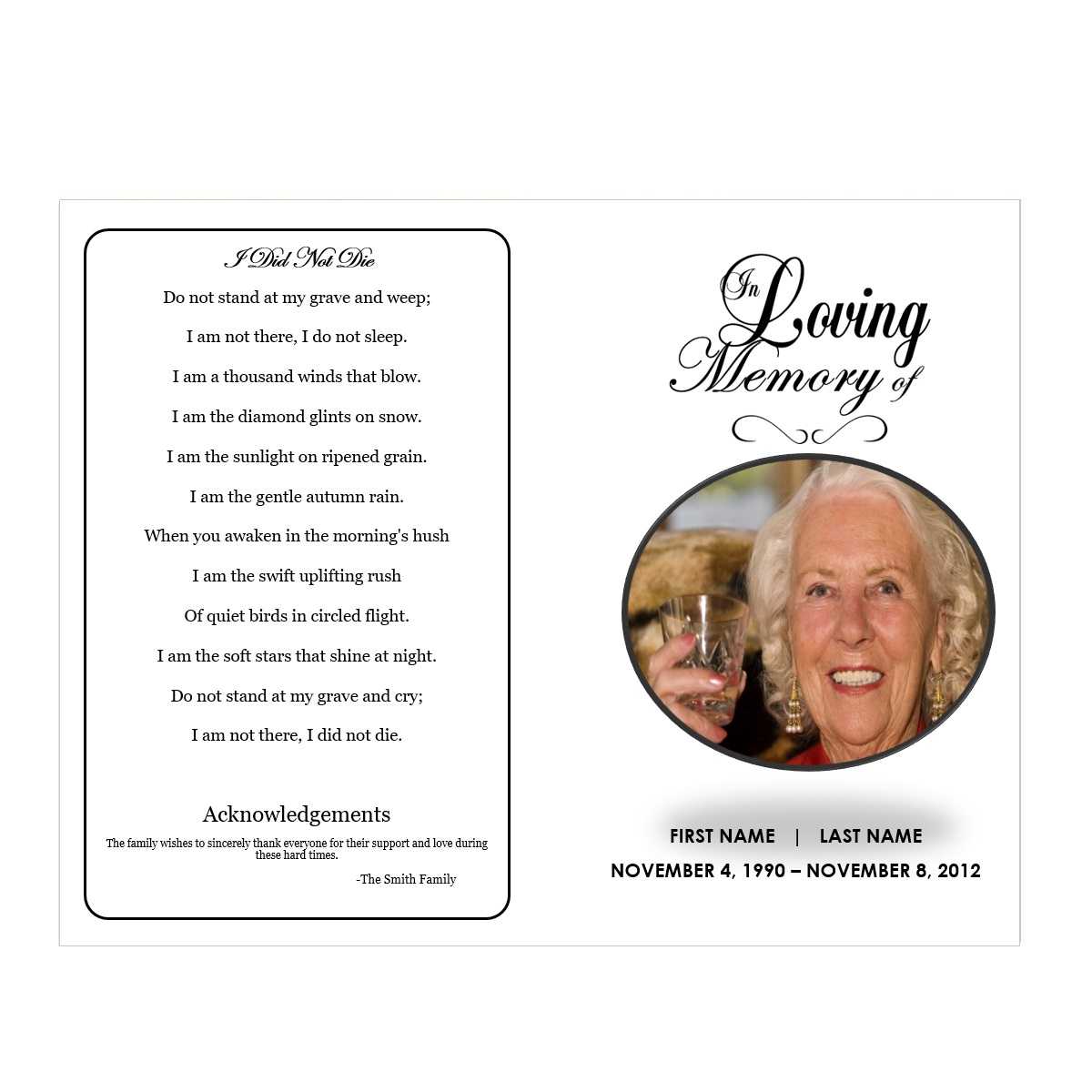 In Loving Memory In Free Obituary Template For Microsoft Word