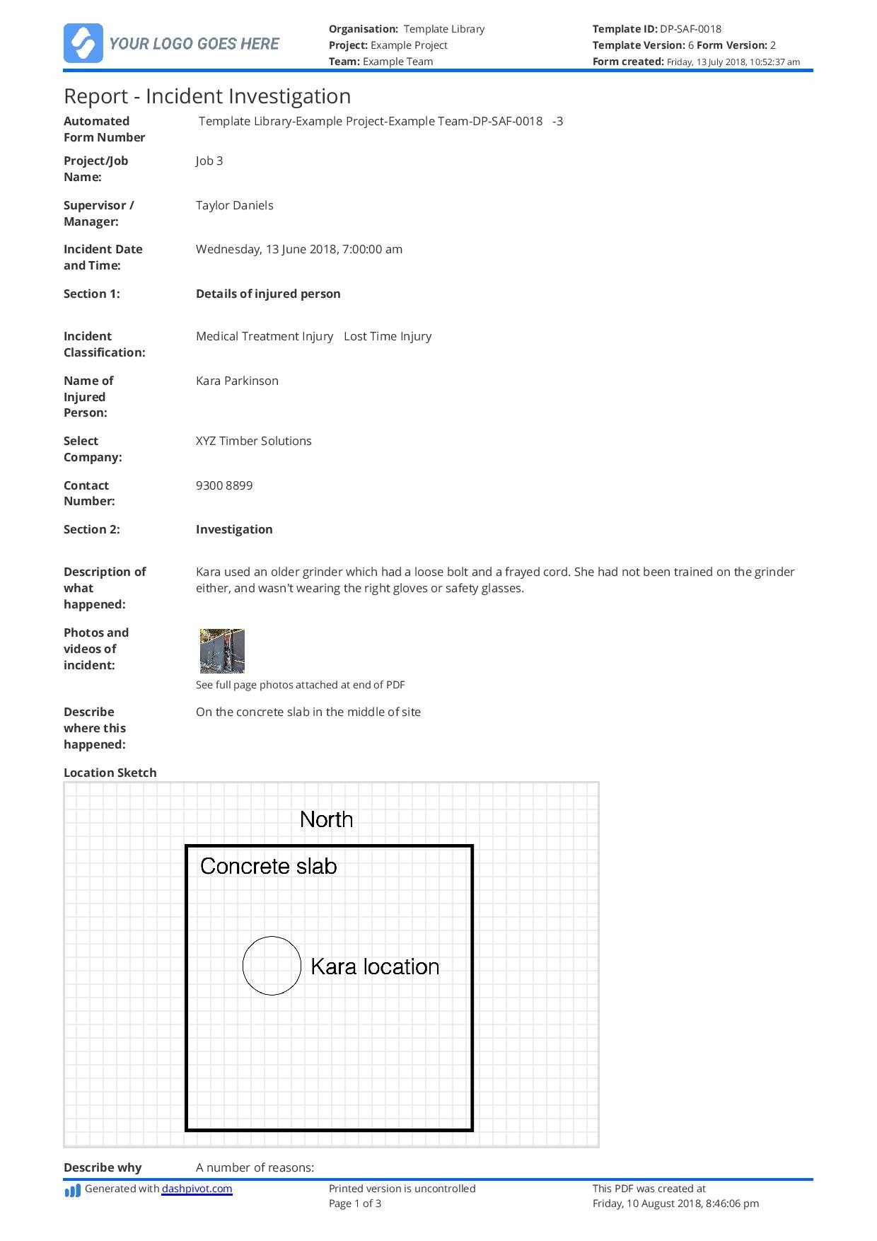 Incident Investigation Report Template (Better Than Word And Within Incident Report Register Template