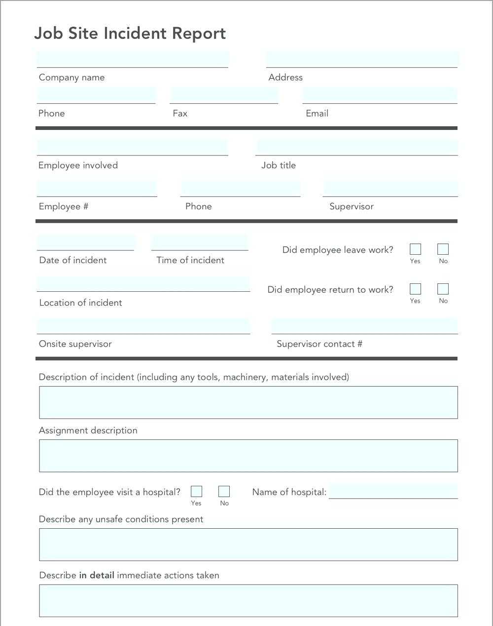 Incident Report Form Template Free Download – Vmarques Within Patient Report Form Template Download