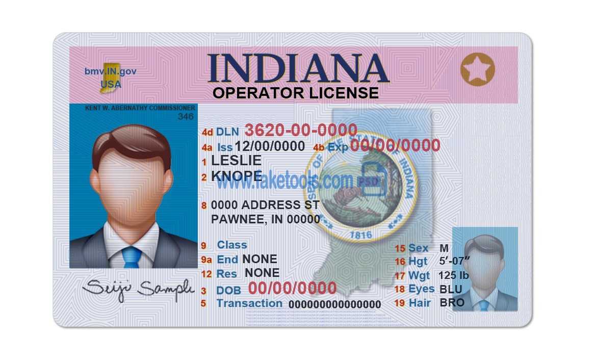 Indiana Driver License Psd Template for Blank Drivers License Template ...