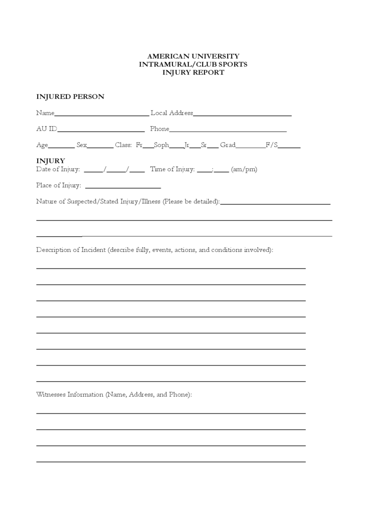Injury Report Form – 3 Free Templates In Pdf, Word, Excel For Incident Report Form Template Word