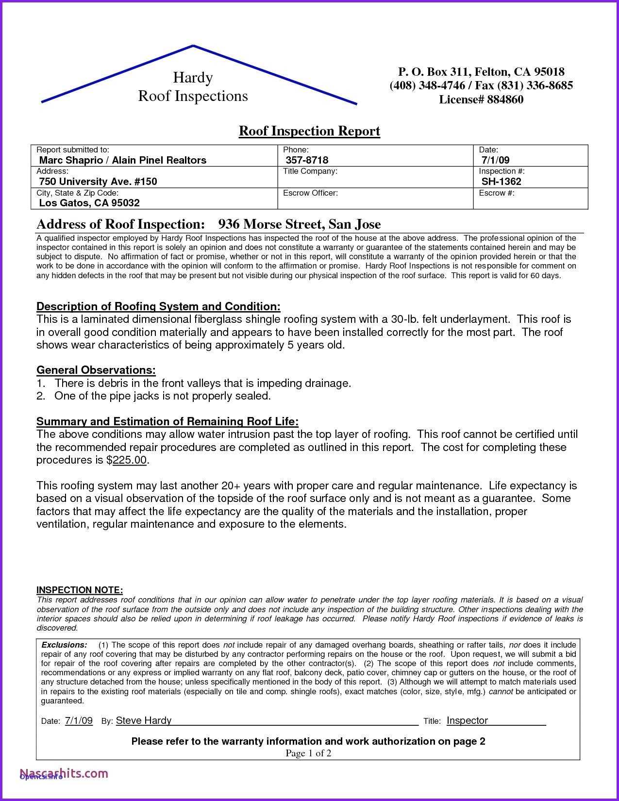 Inspection Letter Template - Dalep.midnightpig.co With Regard To Roof Inspection Report Template