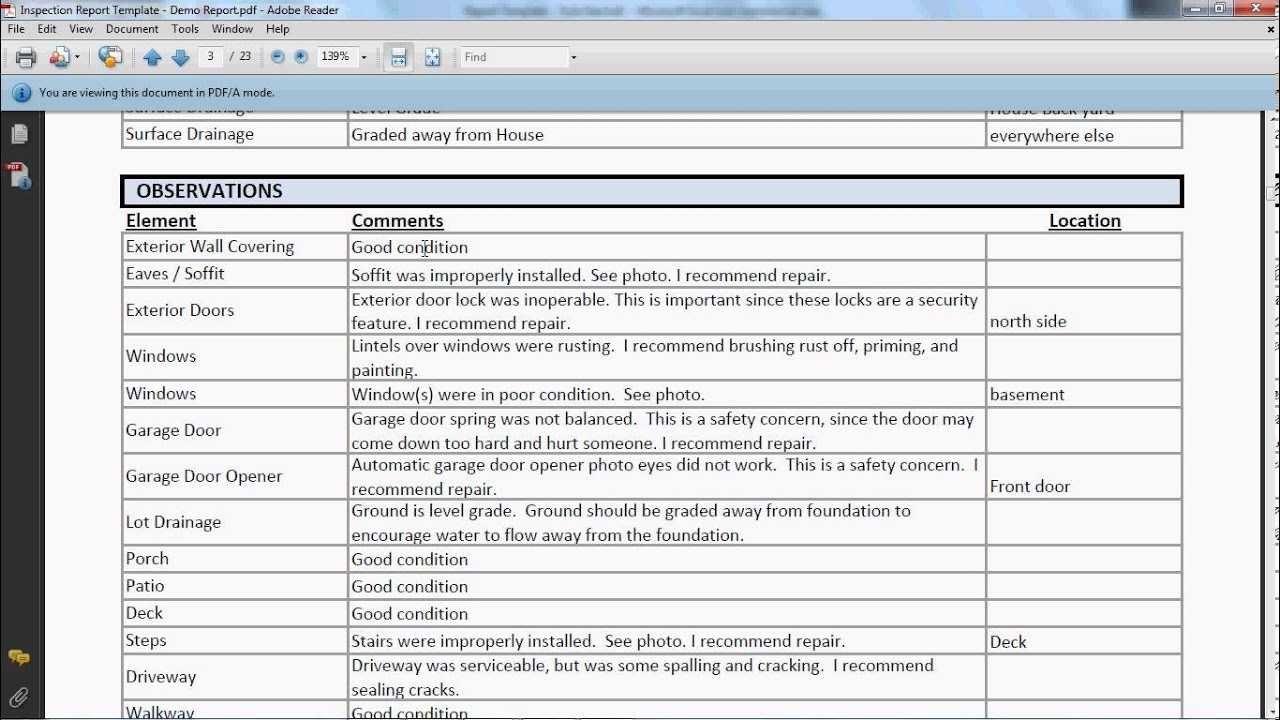 Inspection Report Template – Final Report – Youtube For Drainage Report Template