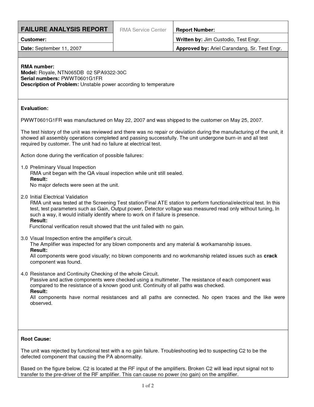 Inspirational Failure Analysis Report Template Sample With Regarding Template For Evaluation Report