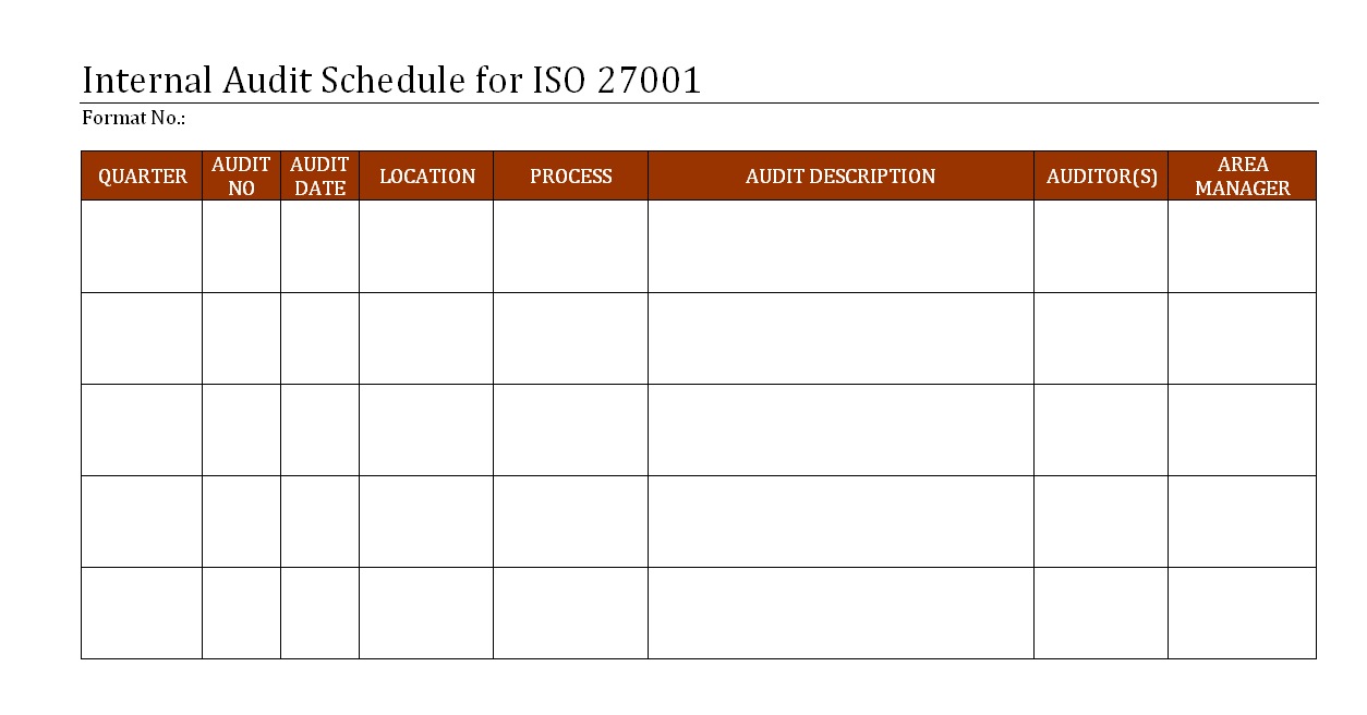 Internal Audit Schedule For Iso 27001 – In Internal Audit Report Template Iso 9001