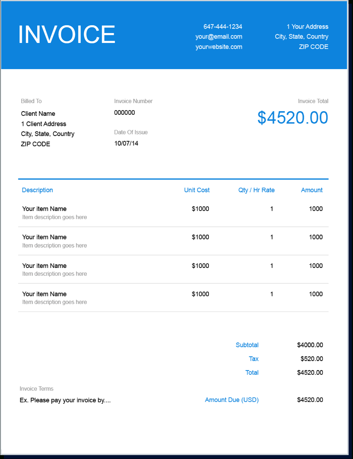 Invoice Template | Create And Send Free Invoices Instantly Intended For Web Design Invoice Template Word