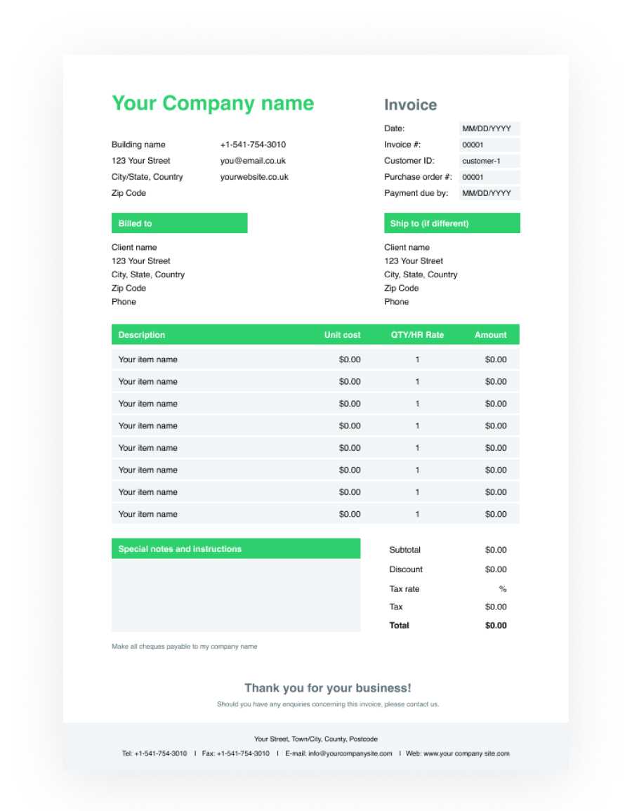Invoice Template For Word – Free Download – Transferwise In Free Printable Invoice Template Microsoft Word