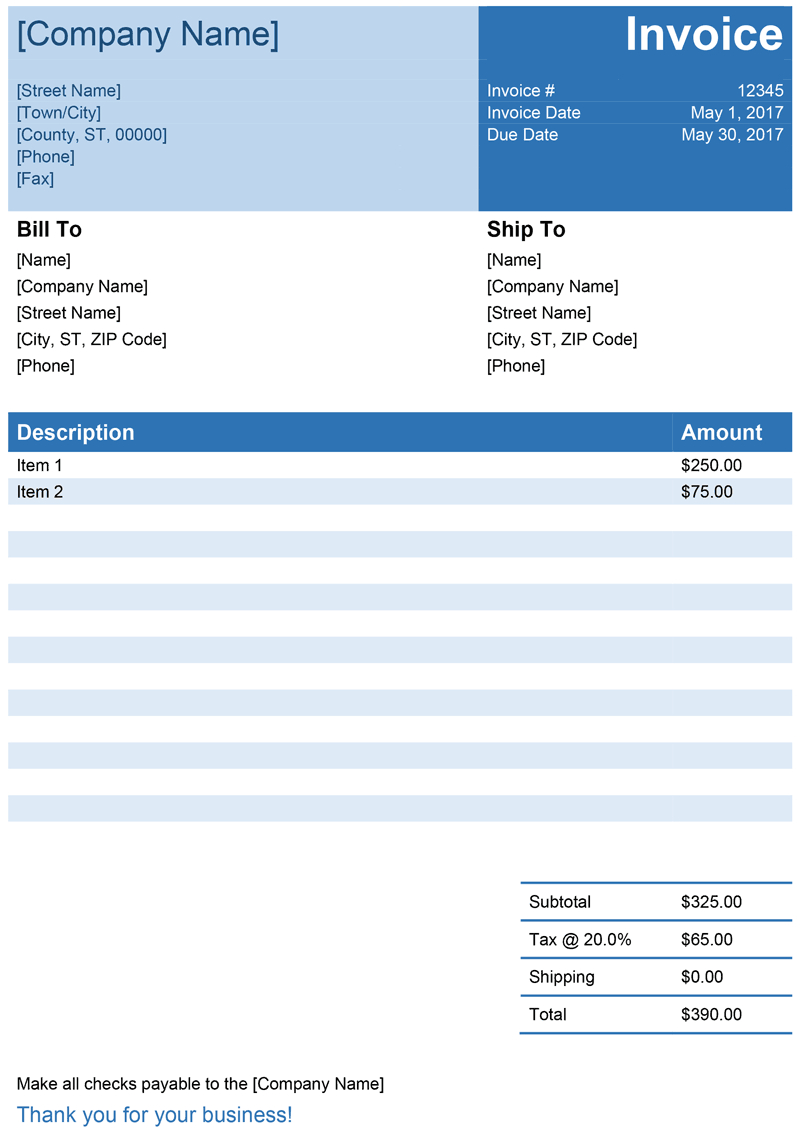 Invoice Template For Word - Free Simple Invoice Regarding Free Invoice Template Word Mac